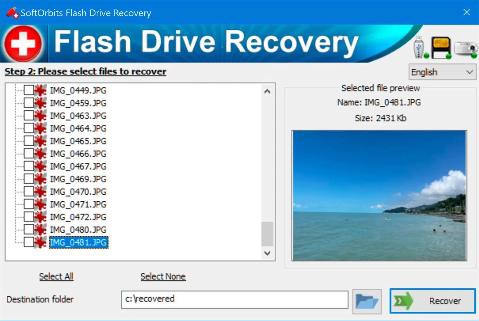 SoftOrbits Flash Drive Recovery لقطة.