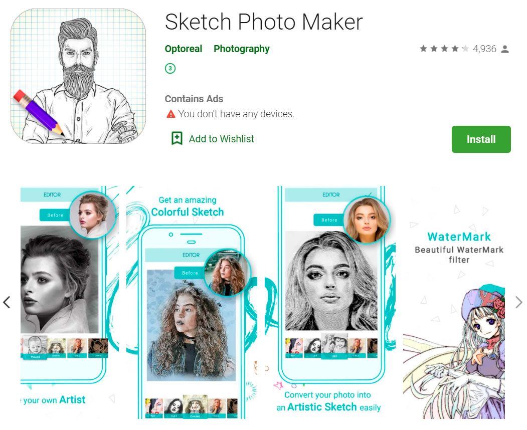 Optoreal Sketch Maker app..