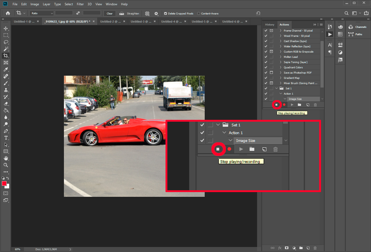 حفظ إجراء تغيير حجم الصورة.