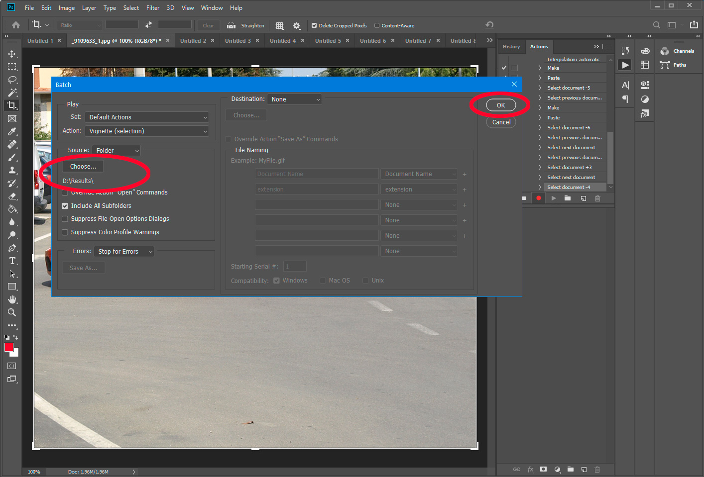 بدء إجراء تغيير حجم الصور في فوتوشوب.