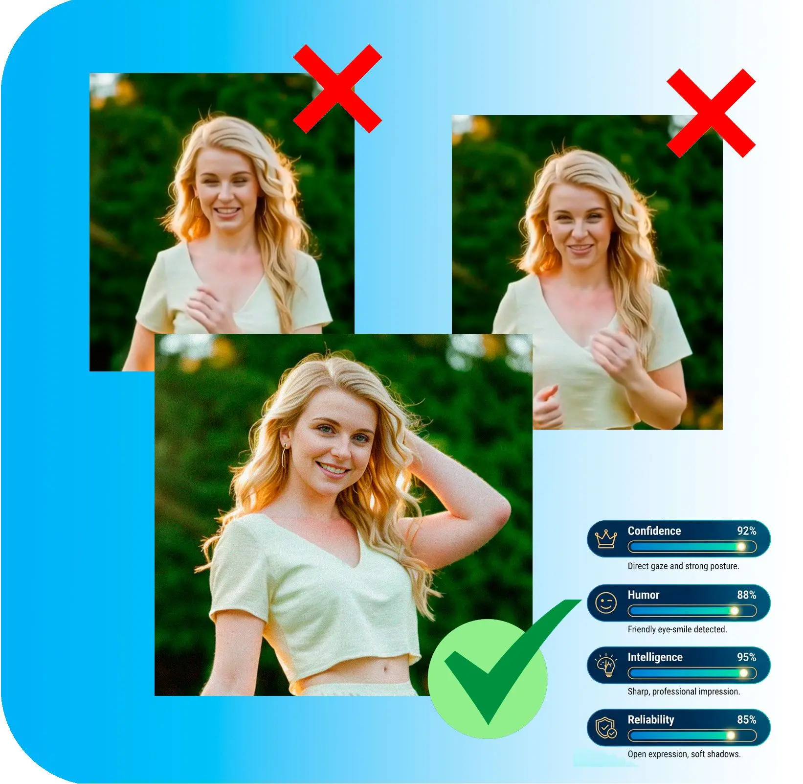 اختر أفضل صورة لك باستخدام معايير متعددة.