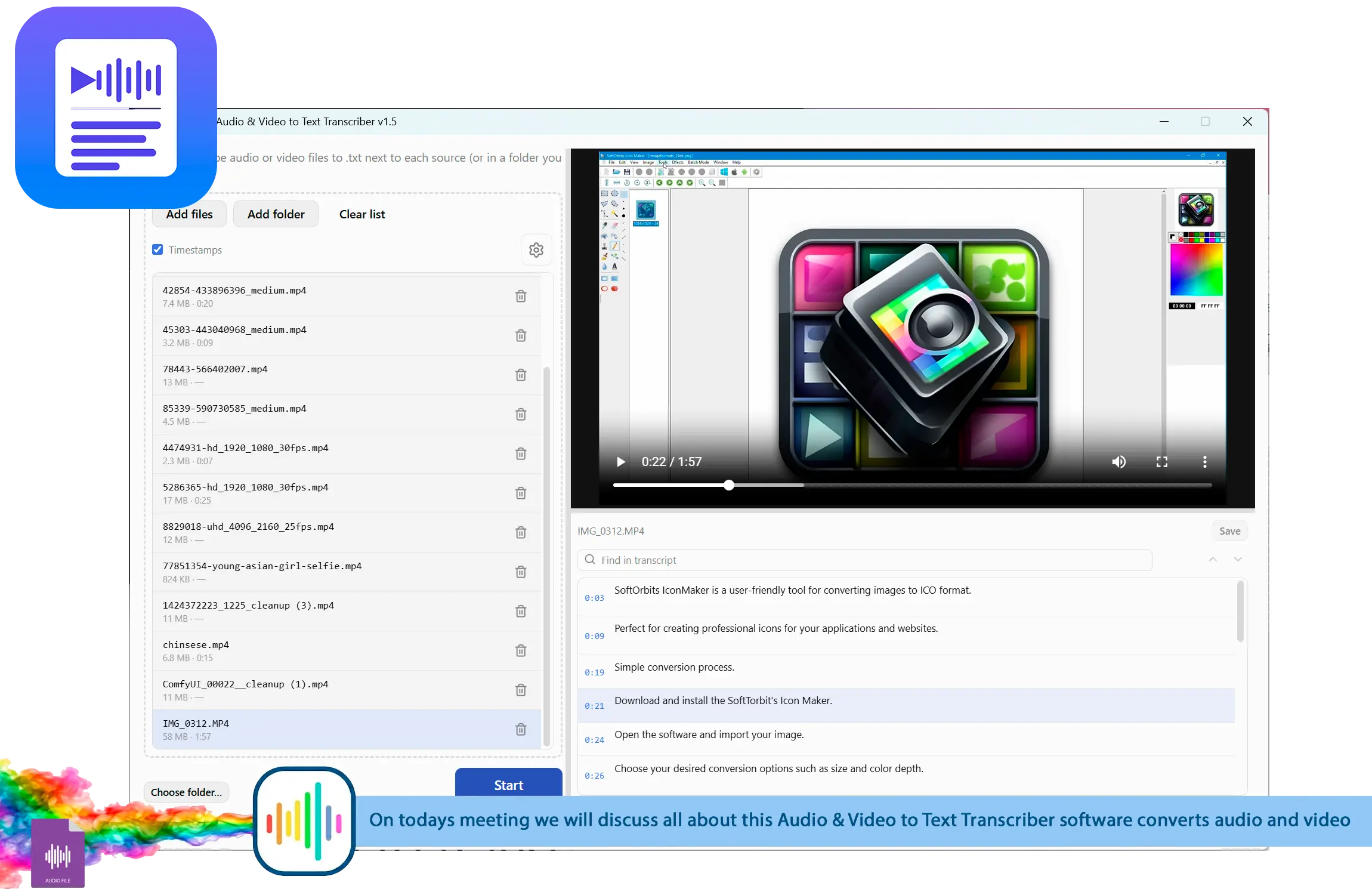 TranscribeIt: Audio & Video to Text Transcriber لقطة.