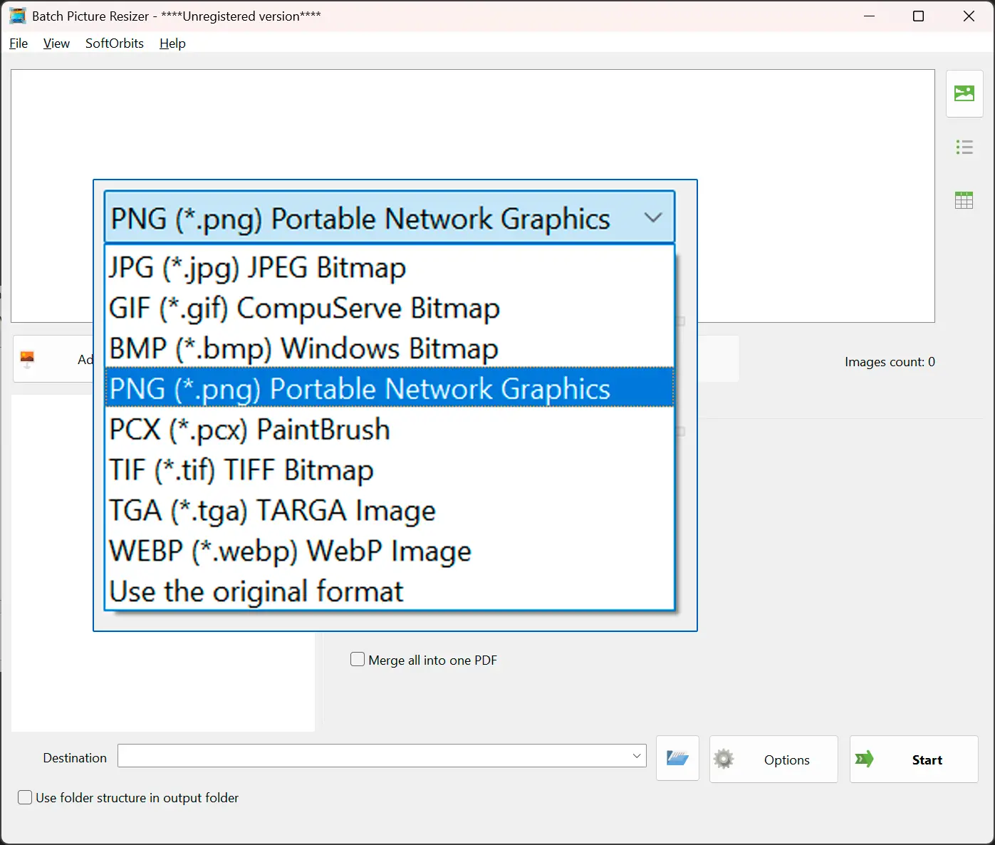 اختر PNG كإخراج.