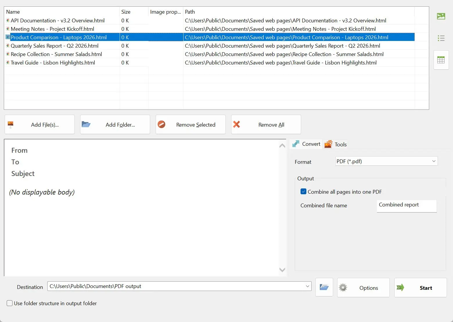 Batch HTML to PDF Converter لقطة.