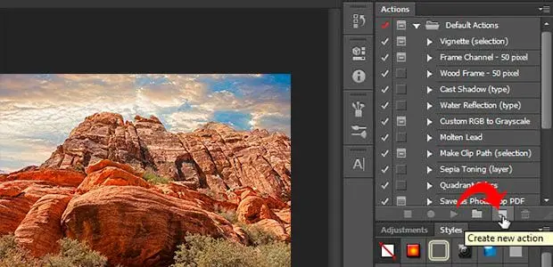 Create a new action in photoshop.