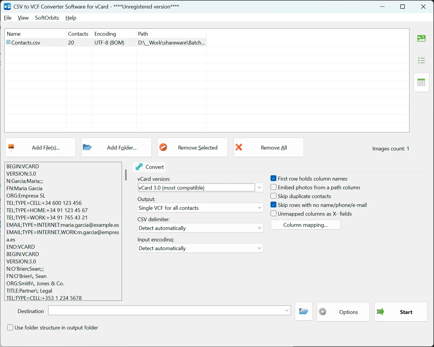 CSV to VCF Converter Software for vCard لقطة.
