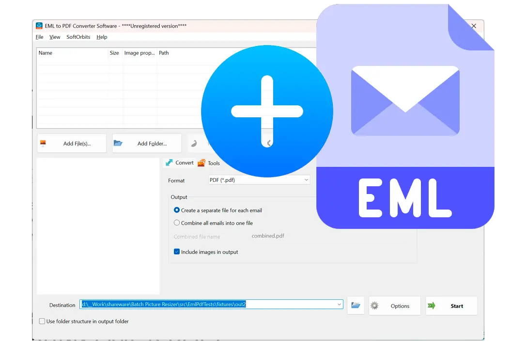 أضف ملفات .EML إلى البرنامج..
