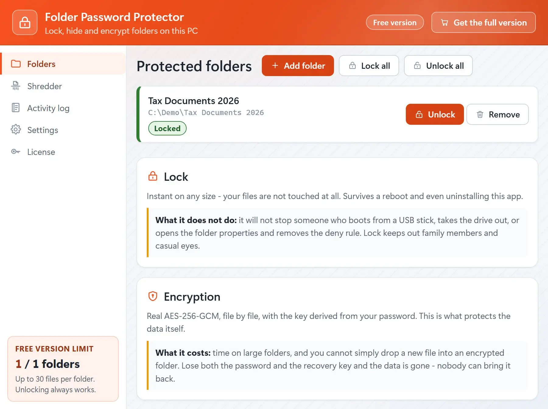 Folder Password Protector لقطة.