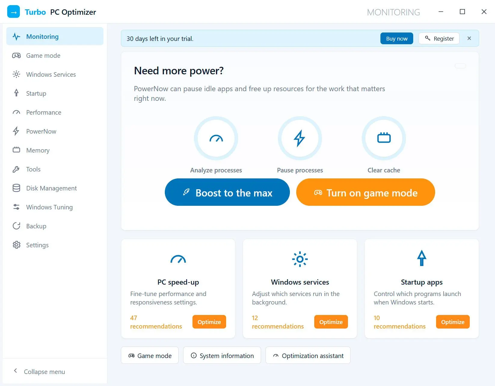 Turbo PC Optimizer لقطة.