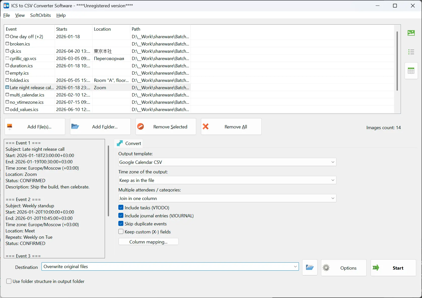 ICS to CSV Converter لقطة.