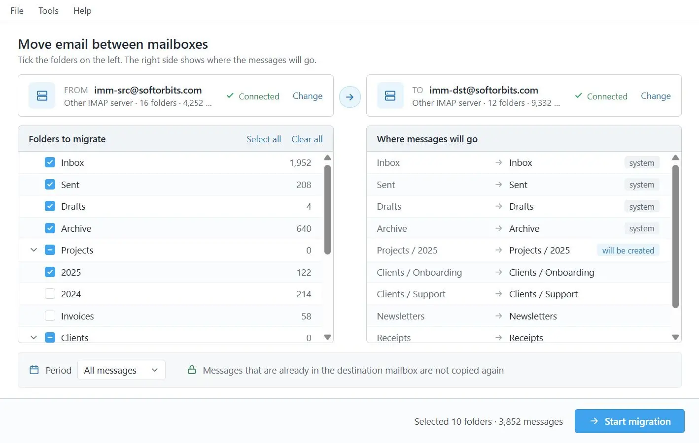 IMAP to IMAP Email Migration Tool لقطة.