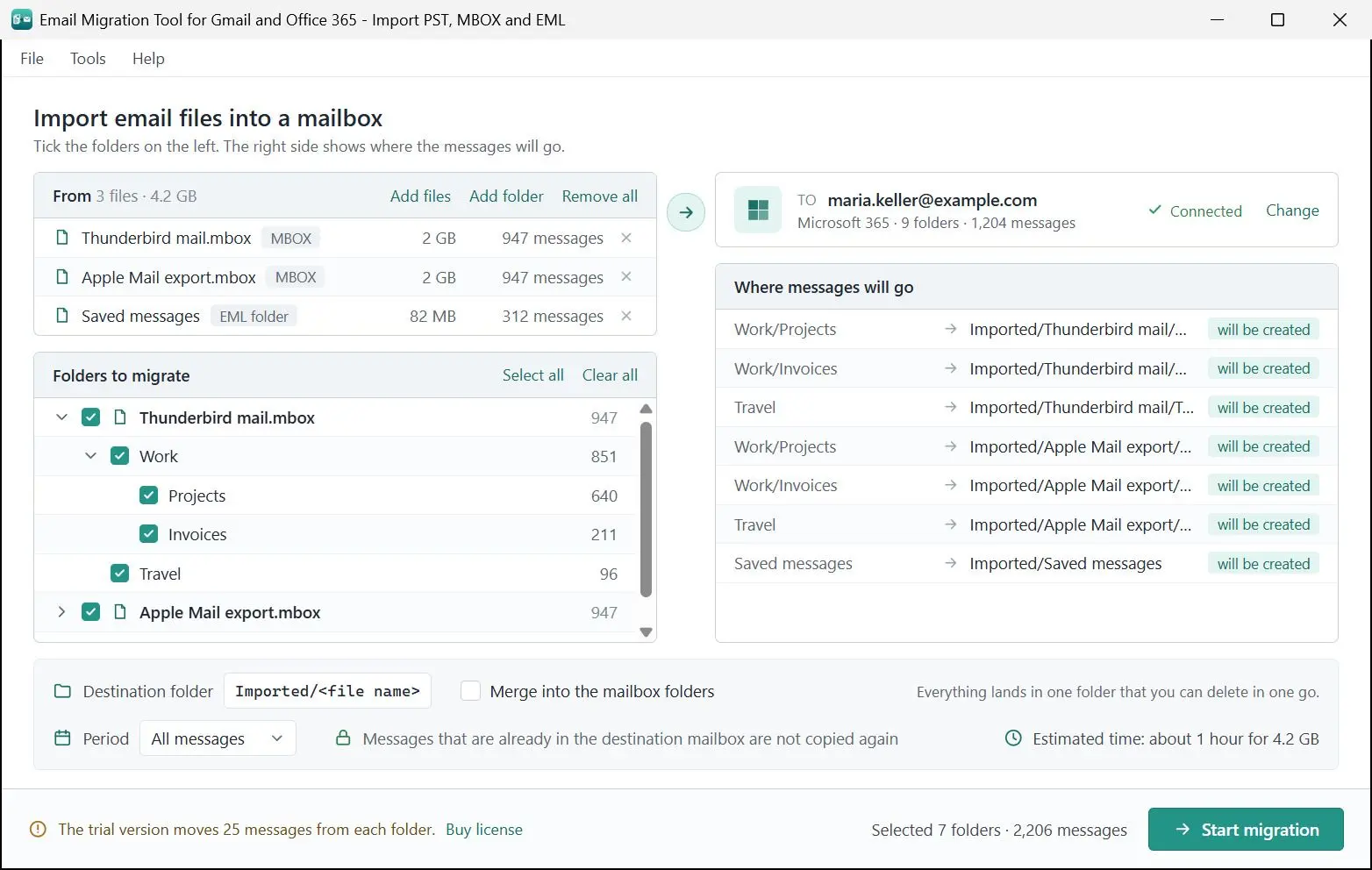 Email Migration Tool for Gmail and Office 365 - Import PST, MBOX and EML لقطة.