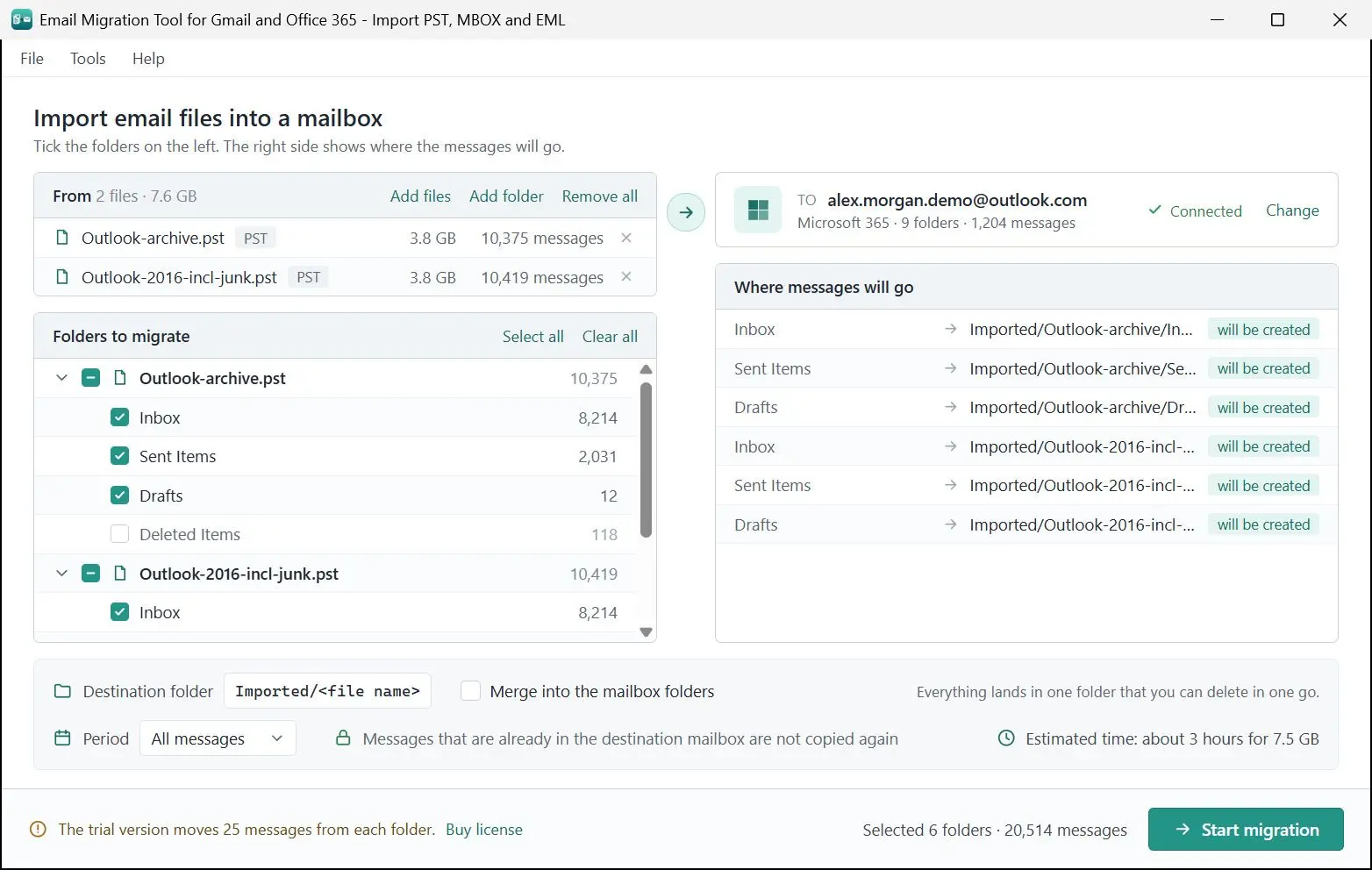 Email Migration Tool for Gmail and Office 365 - Import PST, MBOX and EML لقطة.