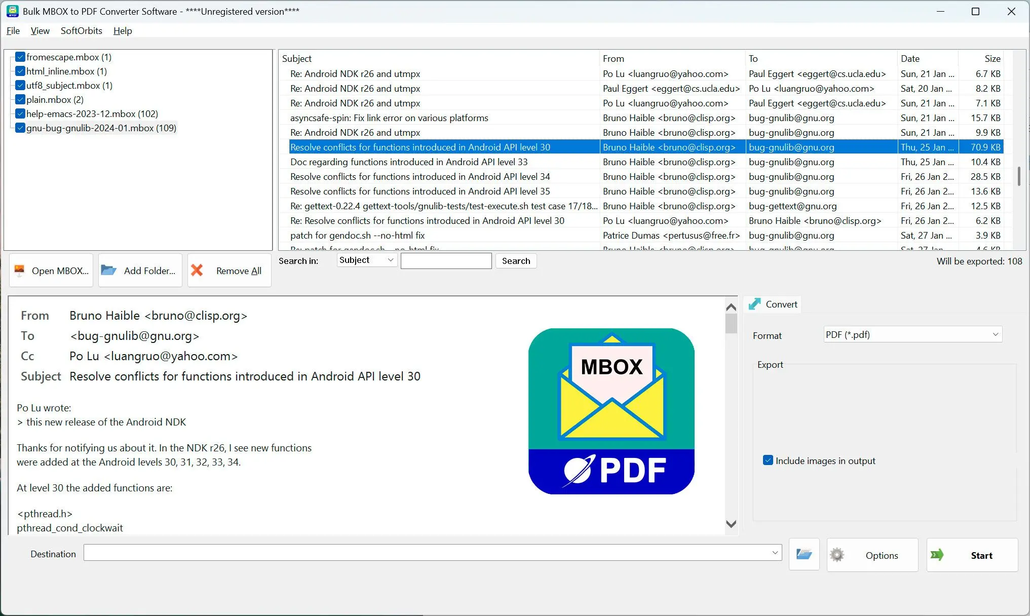 MBOX to PDF Converter Software لقطة.