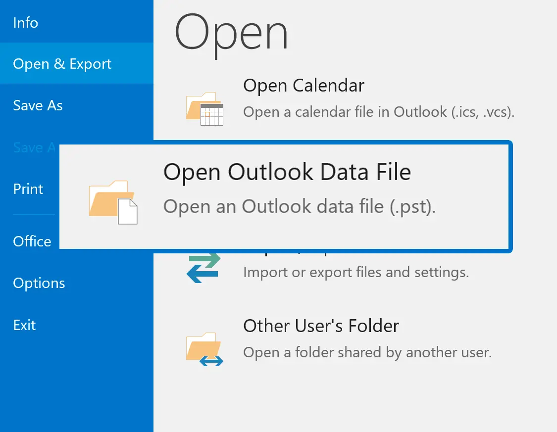 افتح PST في Outlook.