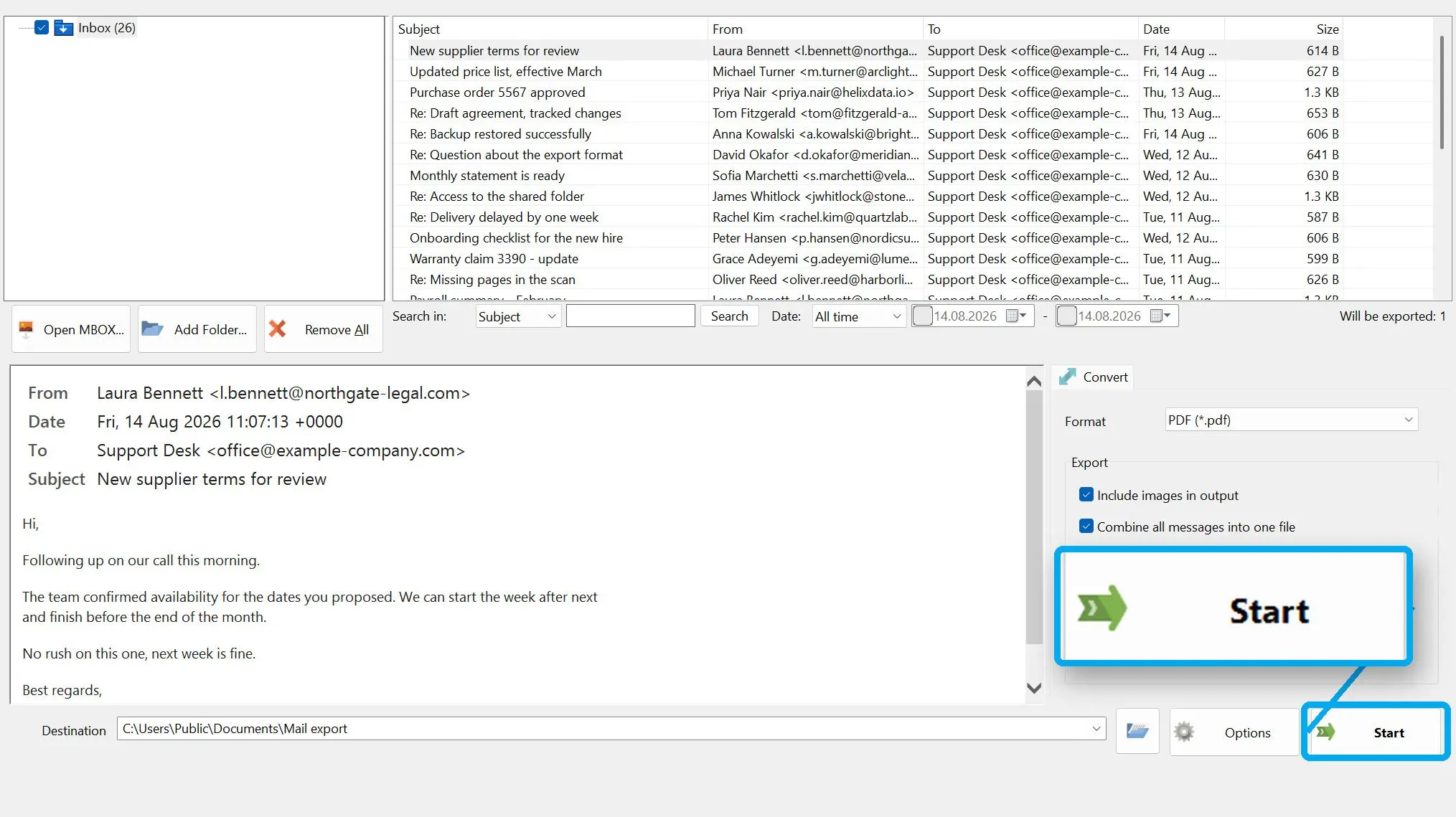 MBOX to PDF Converter Software لقطة.