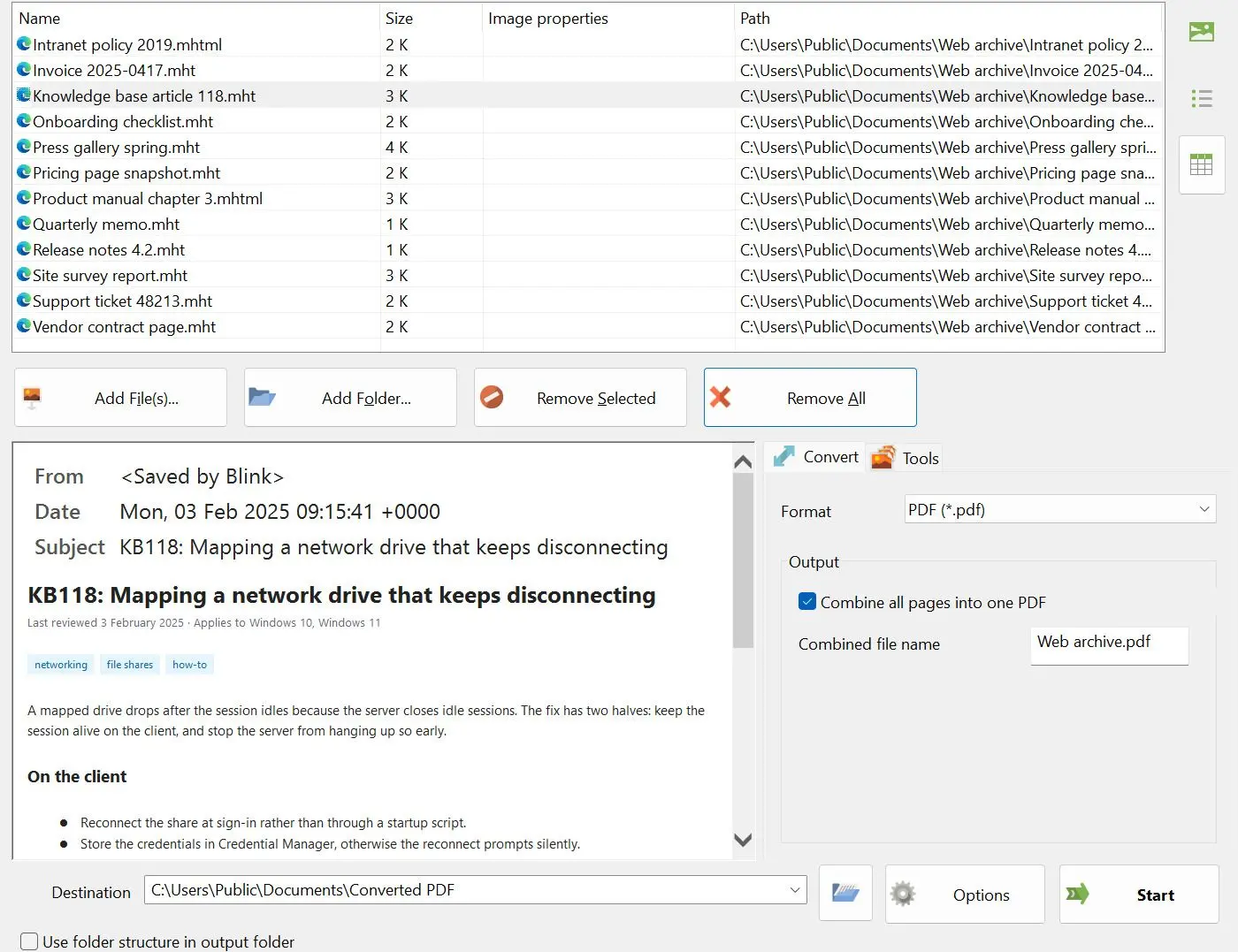 MHTML to PDF Converter لقطة.