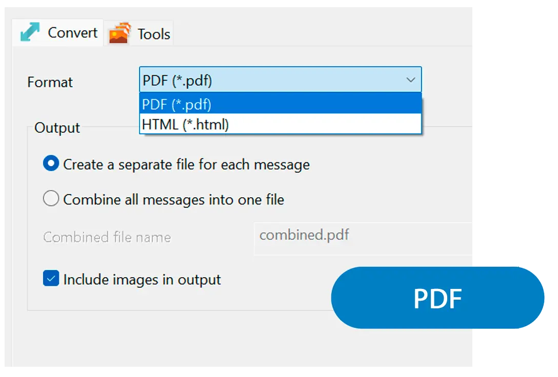 اختر PDF أو HTML وكيفية تجميعها.