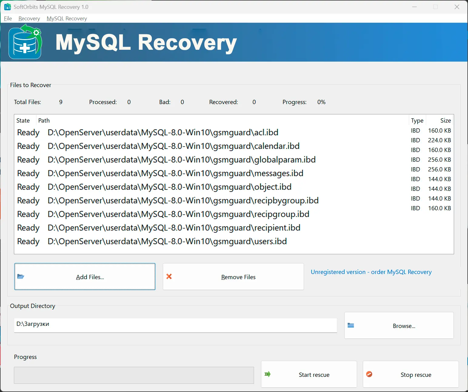إضافة ملفات قاعدة البيانات.