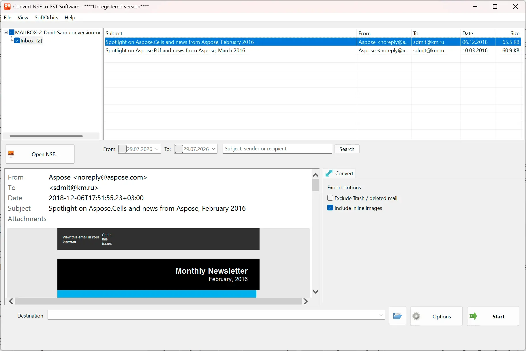 NSF to PST Converter لقطة.