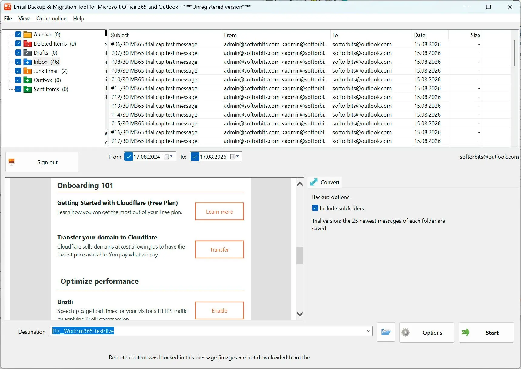 Email Backup & Migration Tool for Microsoft Office 365 and Outlook لقطة.