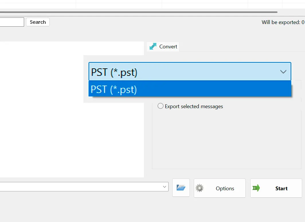 اختر مخرج PST.