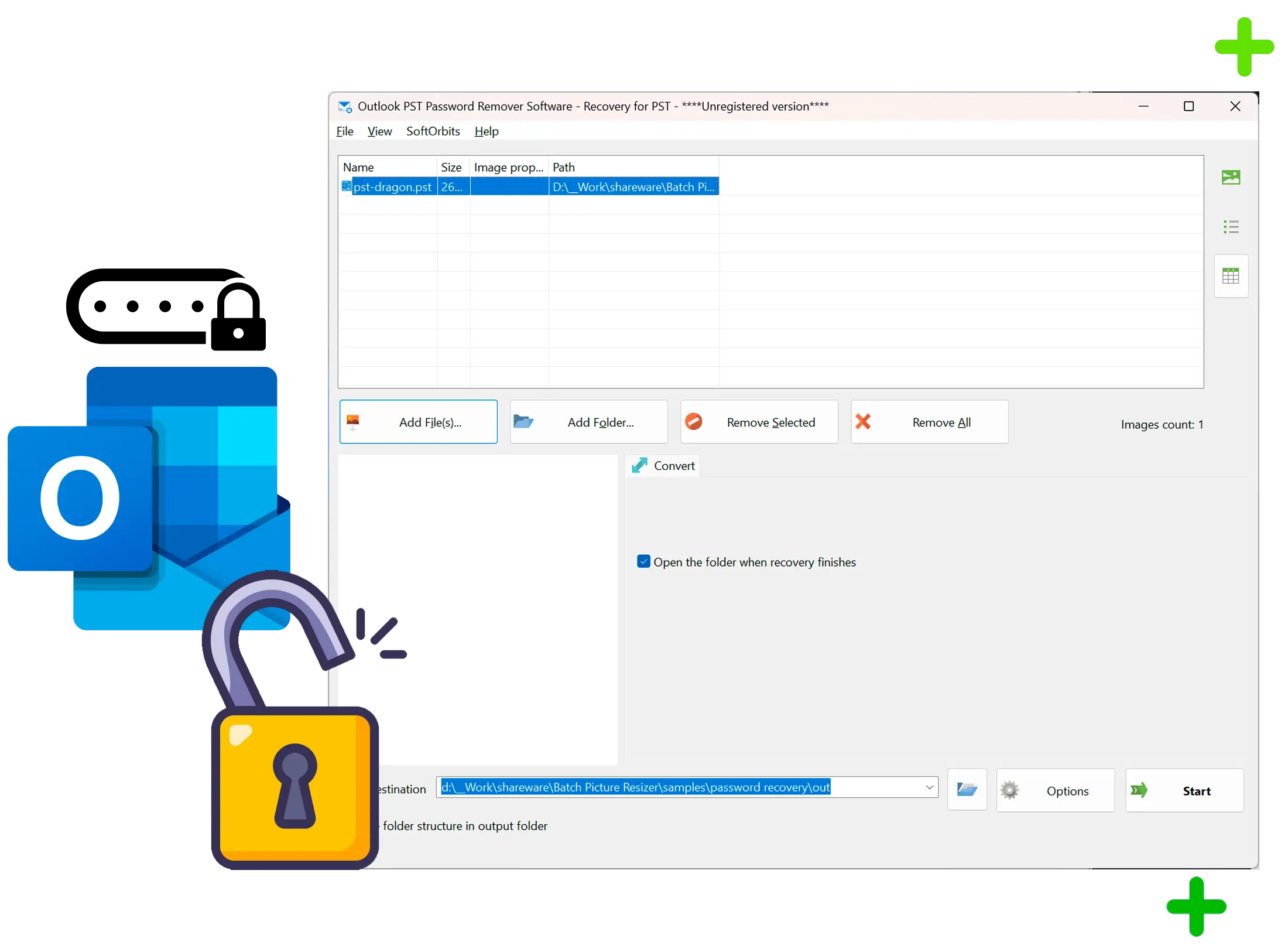 Outlook PST Password Recovery لقطة.