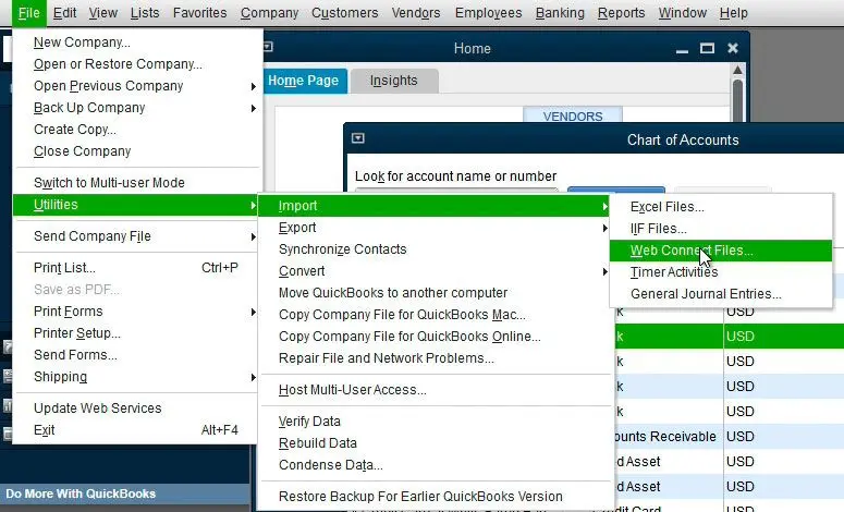 استيراده في QuickBooks.