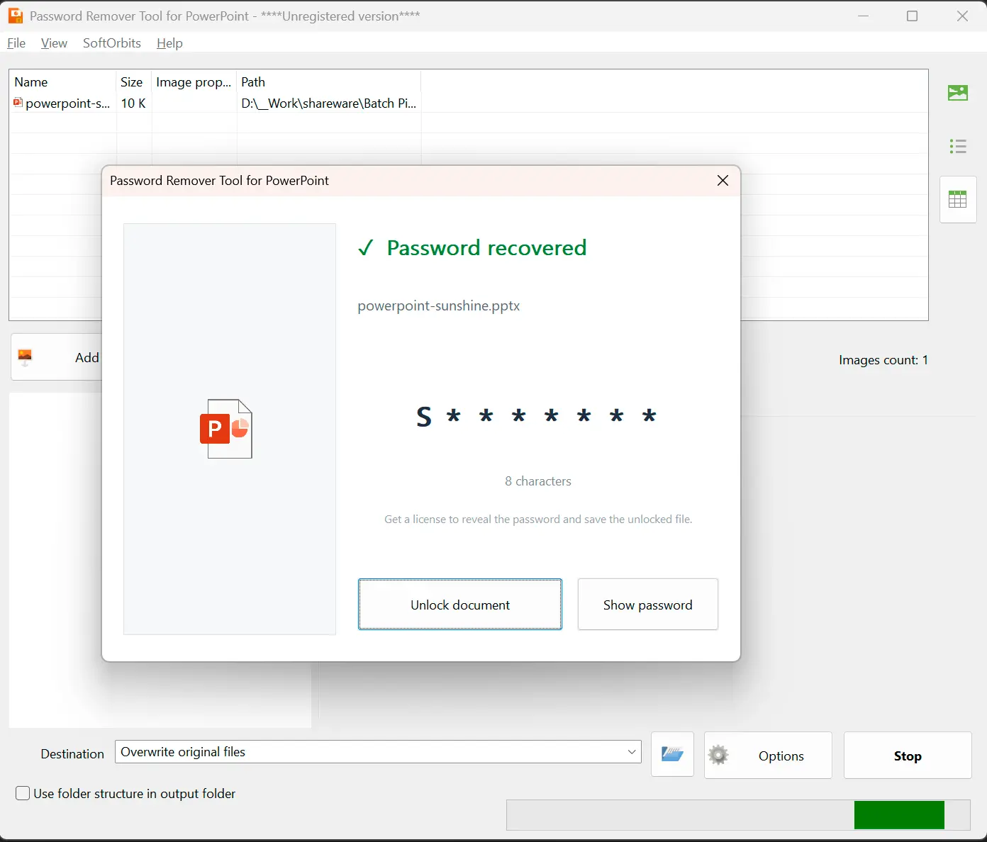 Password Remover Tool for PowerPoint لقطة.
