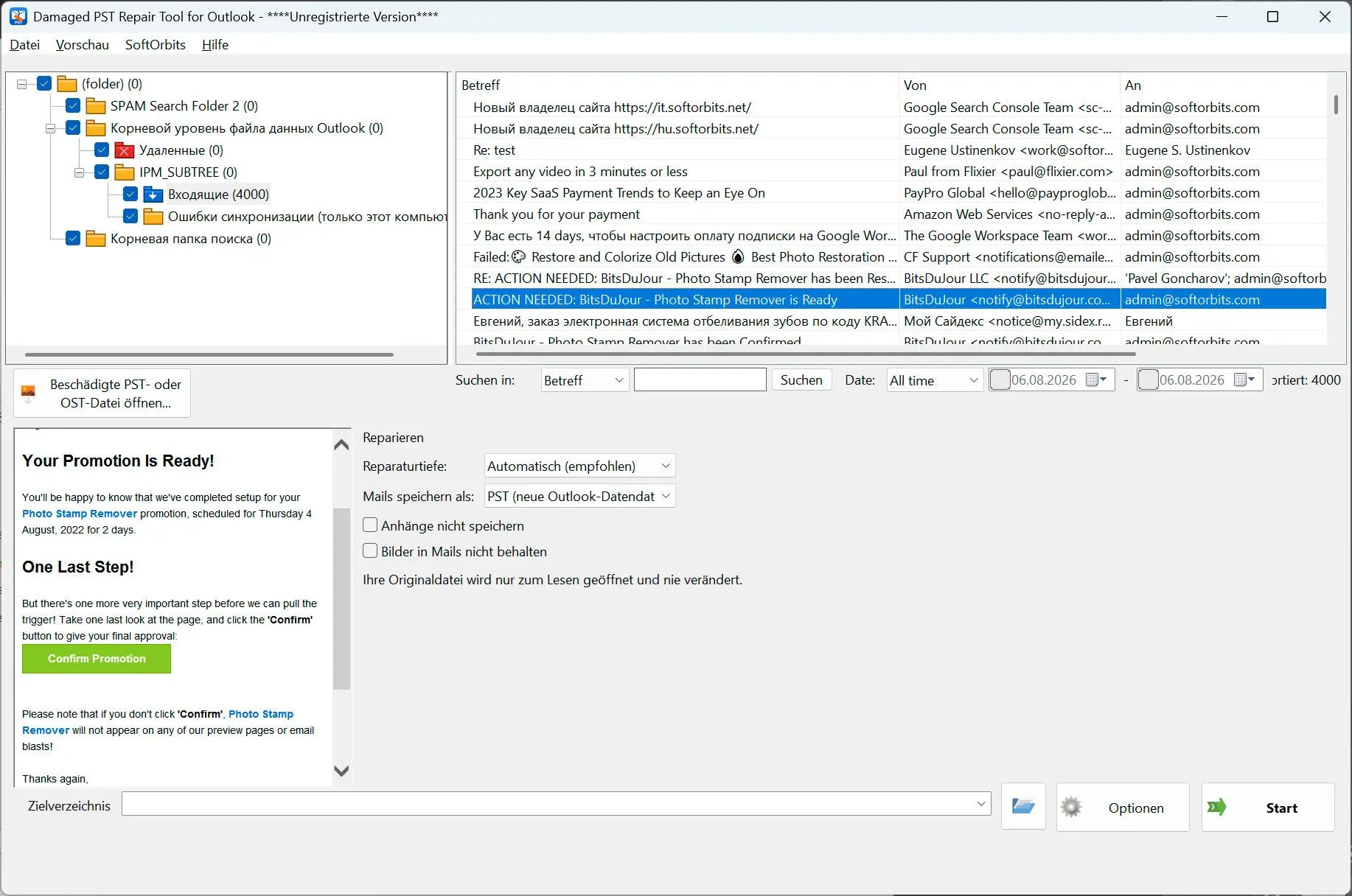 PST Repair Tool for Outlook لقطة.