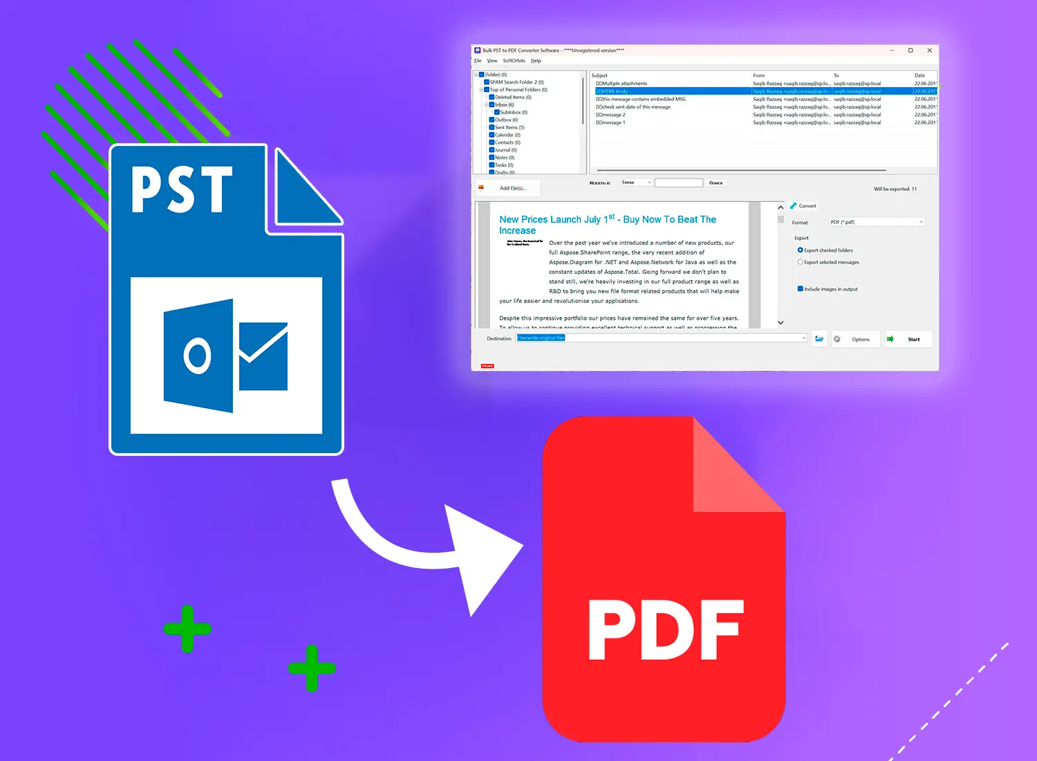 ما تحصل عليه مع محول PST إلى PDF.