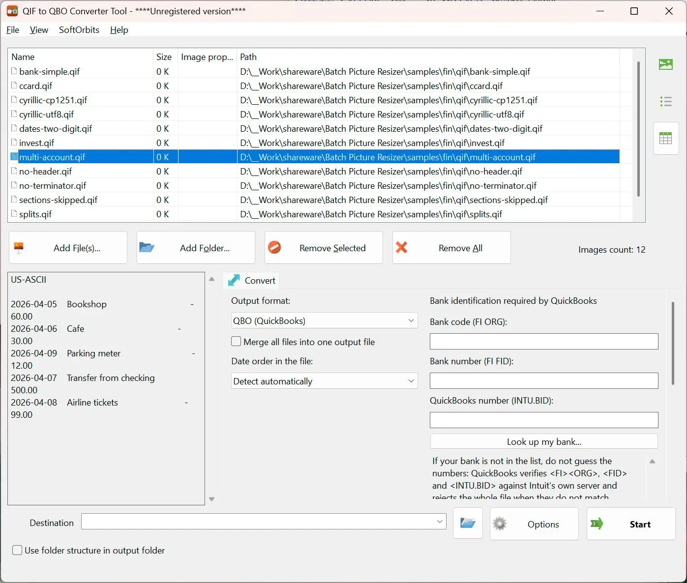 QIF to QBO Converter لقطة.