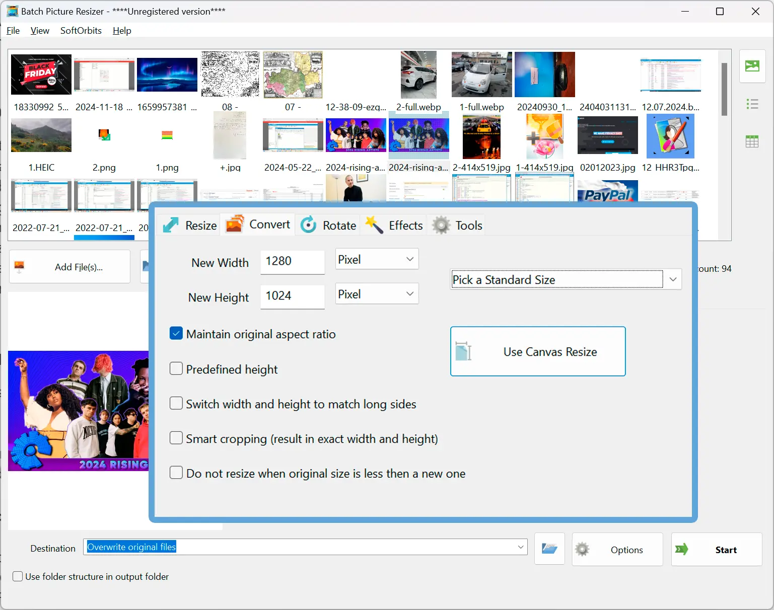أضف ملفات WebP الخاصة بك.