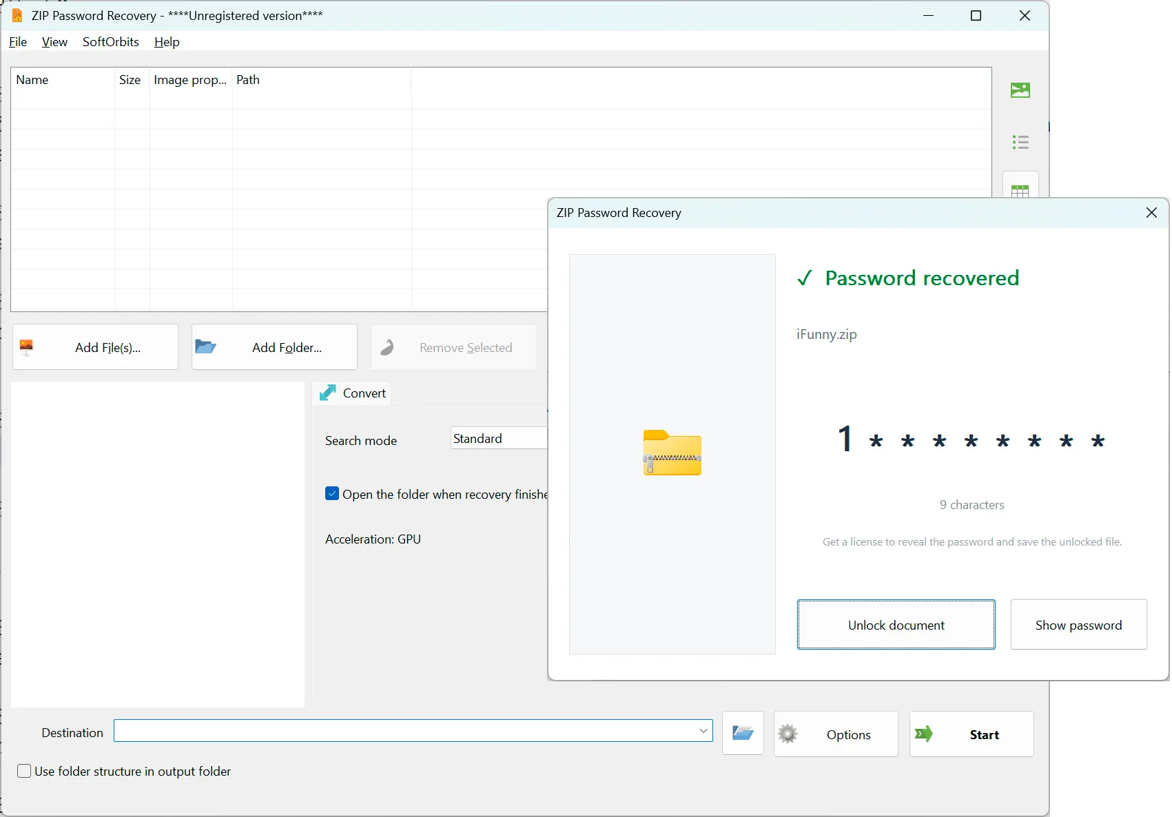 ZIP Password Recovery لقطة.