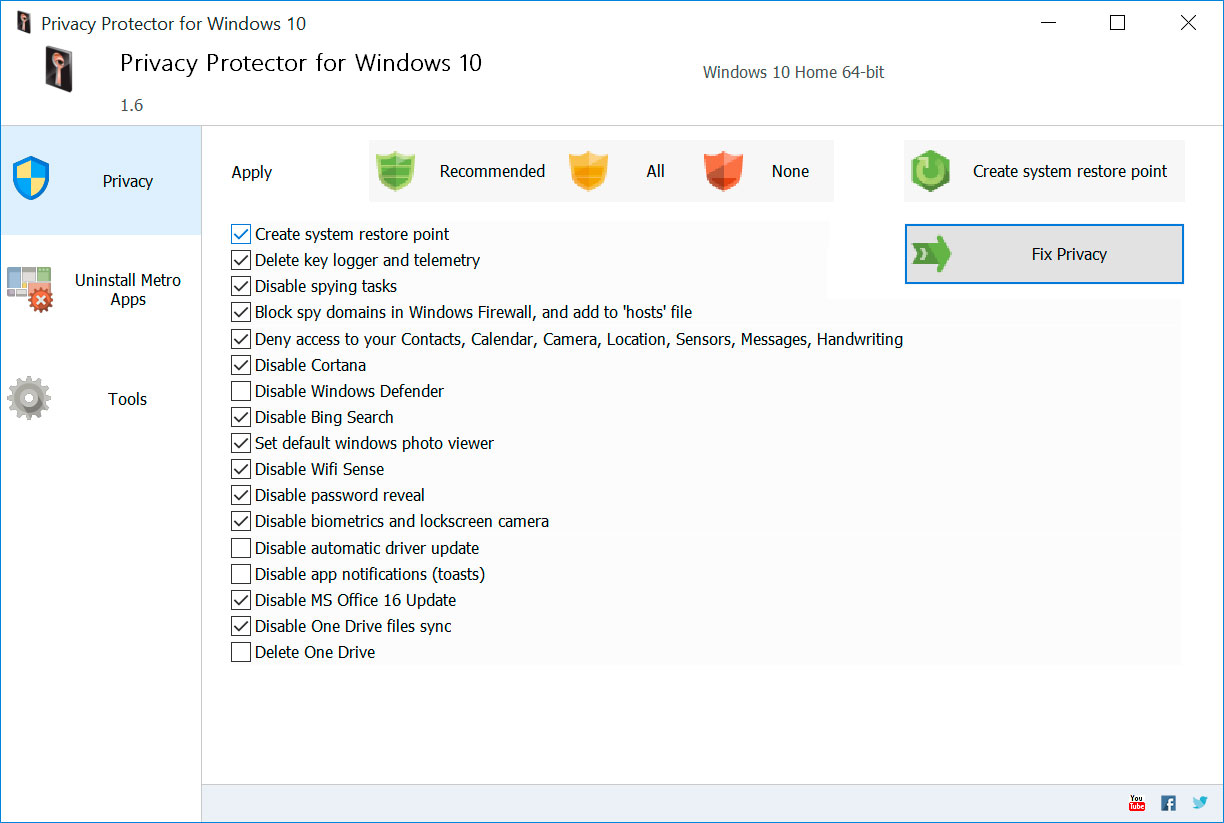privacy protector for windows 10 key